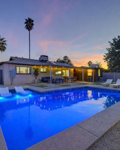 Scottsdale vacation rental with pool at sunset